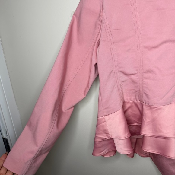 Lane Bryant Pink Moto-Style Jacket with Ruffle Detail Size 18 - Picture 10 of 12